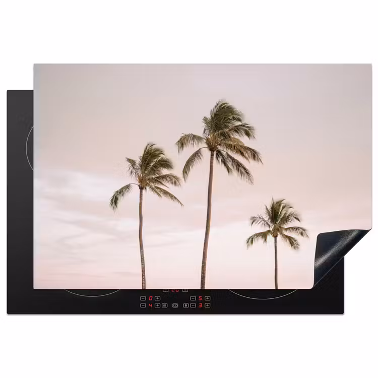 Inductie beschermer - Palmbomen - Zonsondergang - Roze — 1