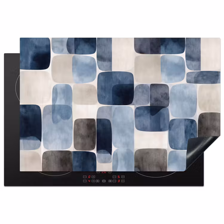 Inductie beschermer - Patroon - Blauw - Vierkanten — 2