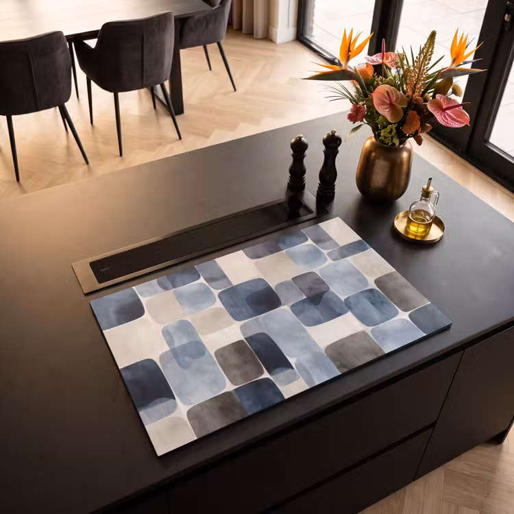 Inductie beschermer - Patroon - Blauw - Vierkanten — 3