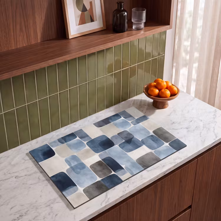 Inductie beschermer - Patroon - Blauw - Vierkanten — 4