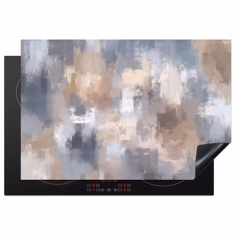 Inductie beschermer - Penseelstreken - Schilderij - Beige — 1