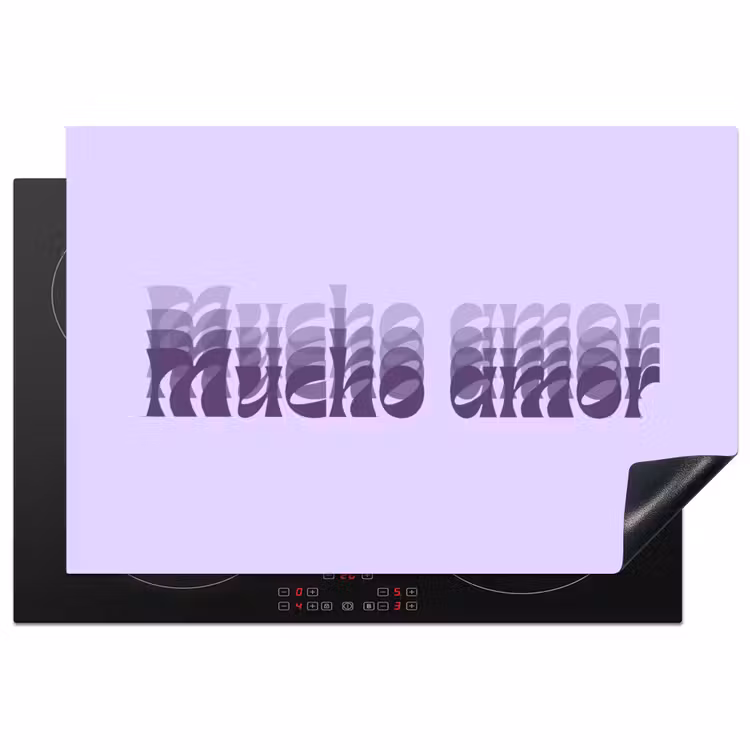 Inductie beschermer - Mucho amor - Paars - Gelaagde letters — 2