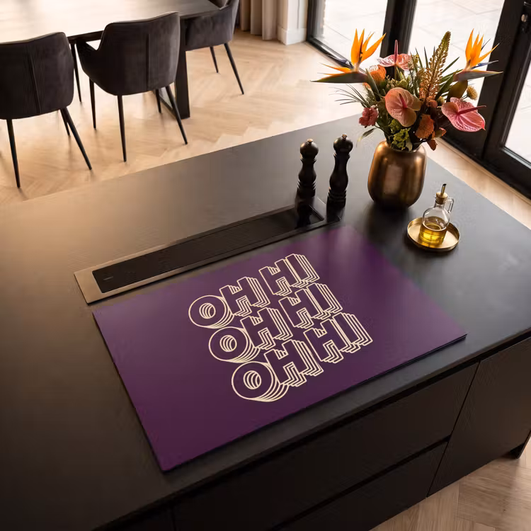Inductie beschermer - Oh hi - Paars - 3D — 3
