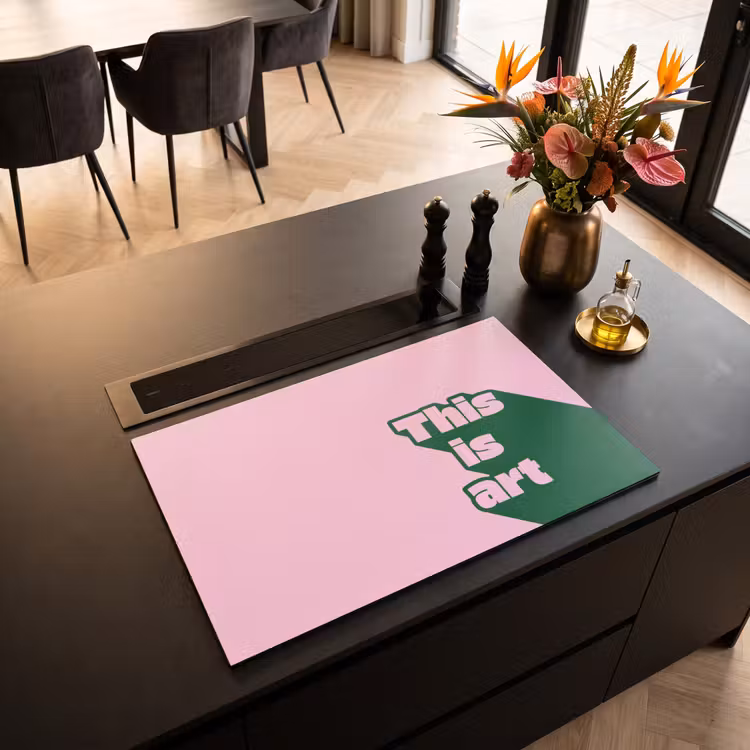 Inductie beschermer - Groen - Teskt - This is art - Roze — 3
