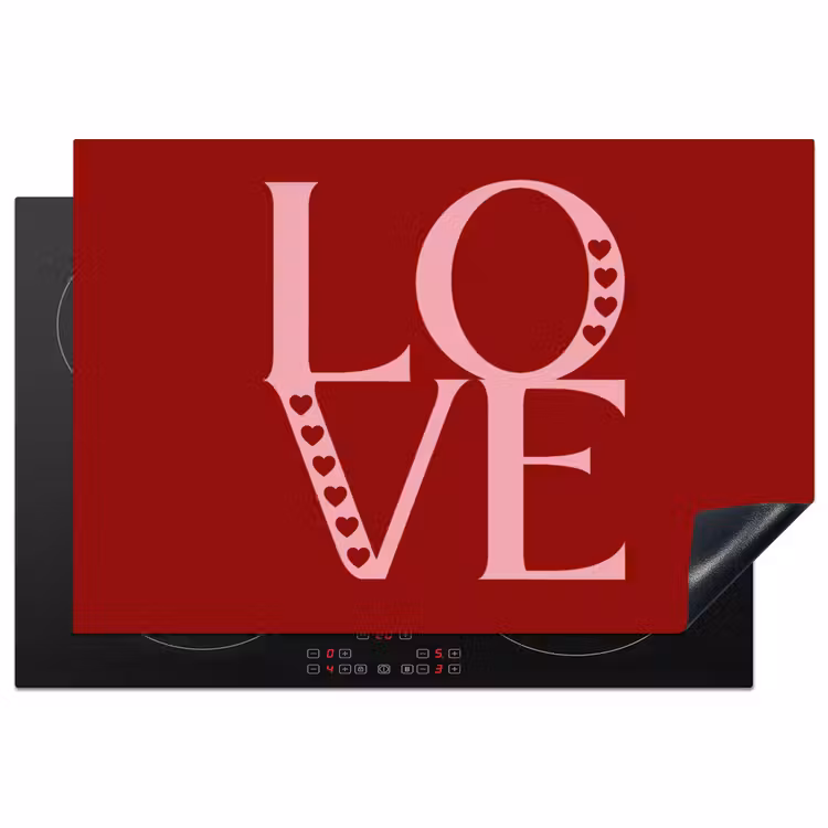 Inductie beschermer - Love - Rood - Hatjes — 1