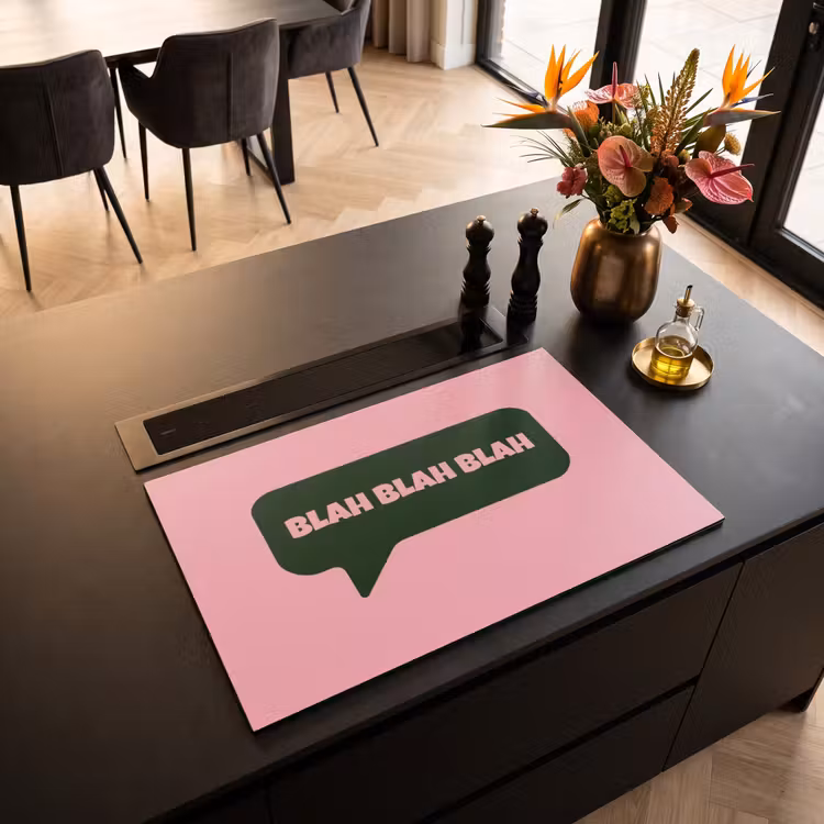 Inductie beschermer - Roze - Tekstwolk - Groen - BLAH BLAH BLAH — 3