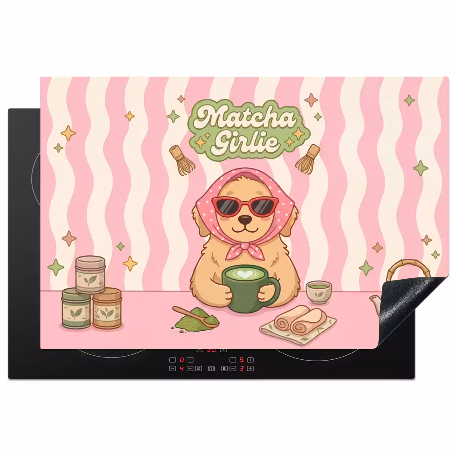 Inductie beschermer - Matcha - Hond - Roze - Groen — 1