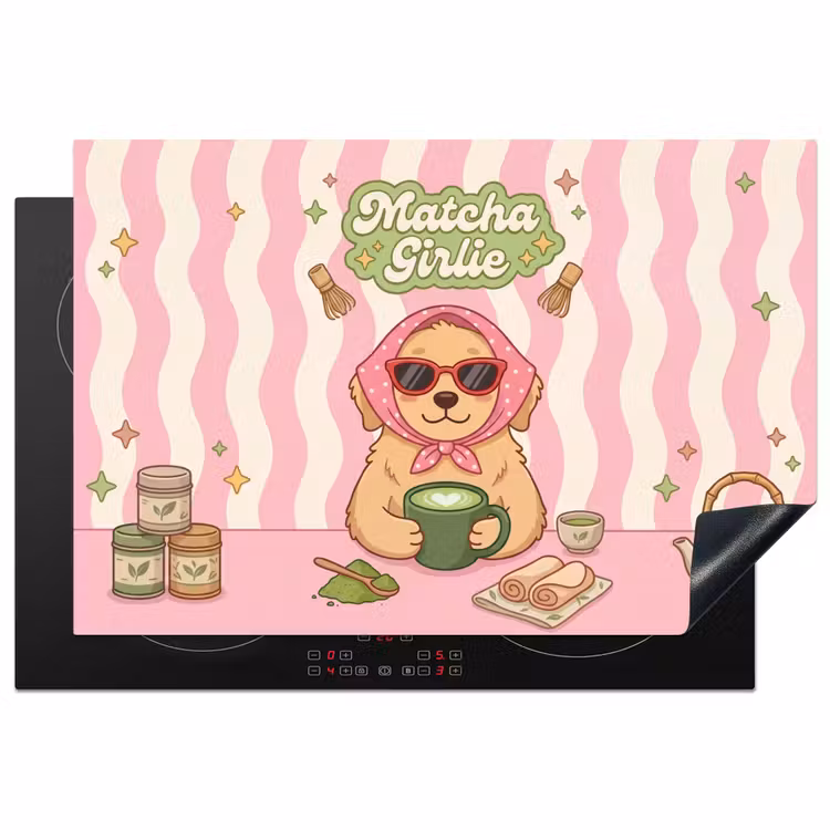 Inductie beschermer - Matcha - Hond - Roze - Groen — 1