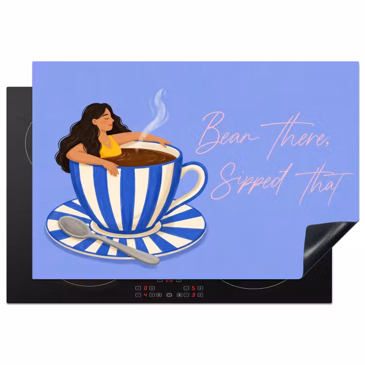 Inductie beschermer - Mok - Koffie - Vrouw - Paars — 1