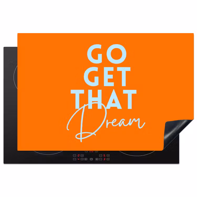 Inductie beschermer - Oranje - Blauw - Go get that dream — 1