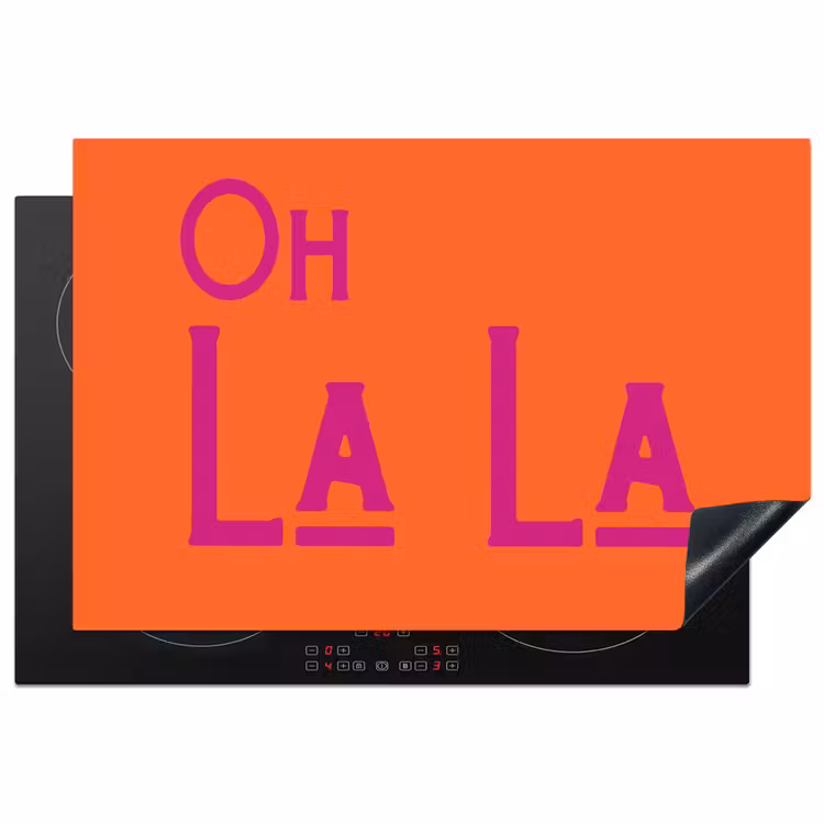 Inductie beschermer - Oh la la - Oranje - Roze - Scheeflettertype — 1