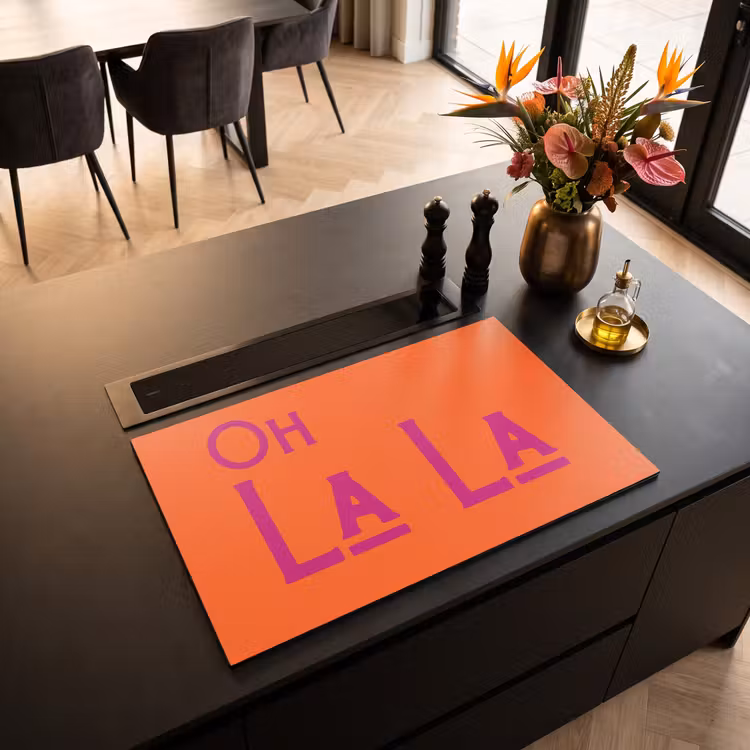 Inductie beschermer - Oh la la - Oranje - Roze - Scheeflettertype — 3