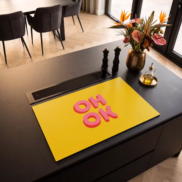 Inductie beschermer - Oh ok - 3D - Geel - Roze — 3