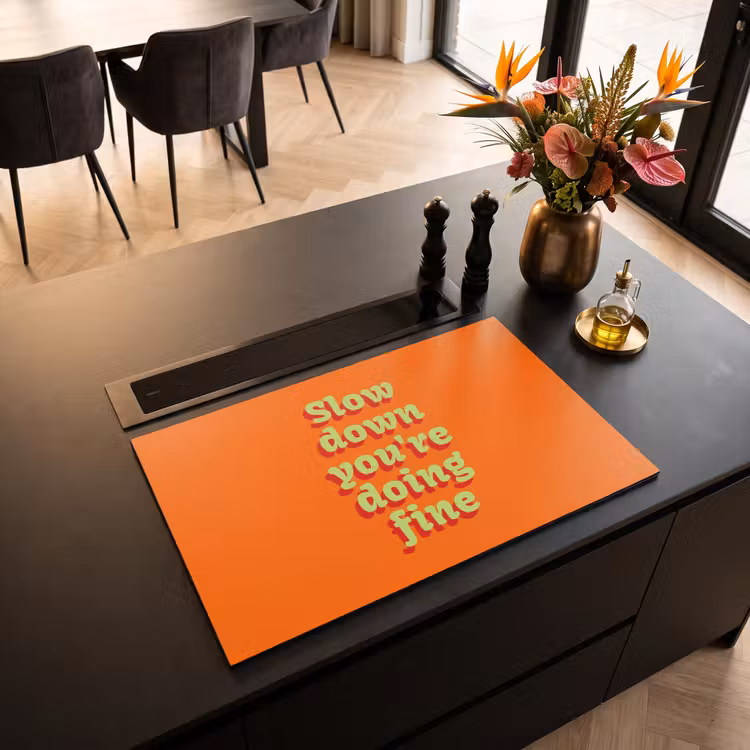 Inductie beschermer - Oranje - Slow down you're doing fine - Retro — 3