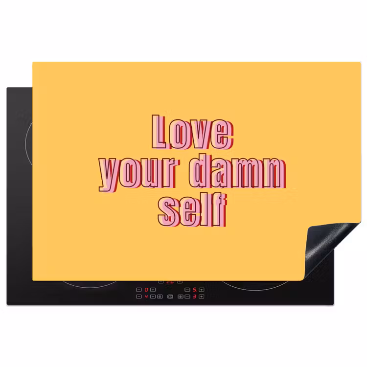 Inductie beschermer - Love yourself - Roze - Geel — 1