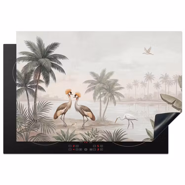 Inductie beschermer - Kraanvogels - Palmbomen - Tropisch — 2
