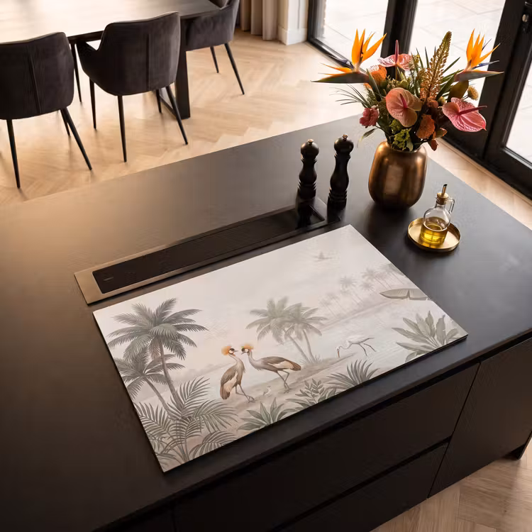 Inductie beschermer - Kraanvogels - Palmbomen - Tropisch — 3