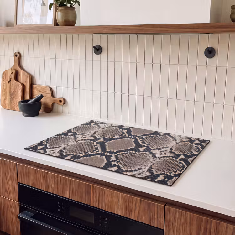 Inductie beschermer en spatscherm (2in1) - Slangenprint - Python - Bruin — 3