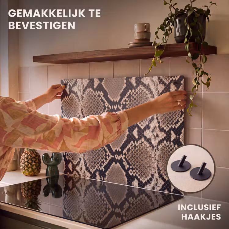 Inductie beschermer en spatscherm (2in1) - Slangenprint - Python - Bruin — 7
