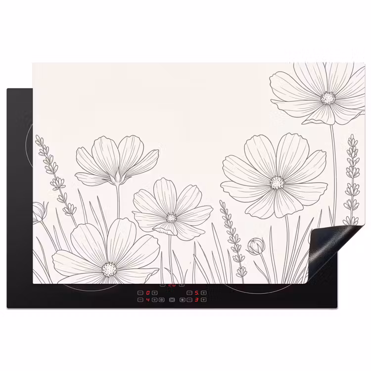Inductie beschermer - Minimalistisch - Modern - Bloemen - Beige — 2