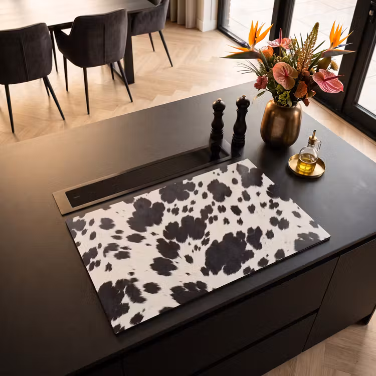 Inductie beschermer - Patroon - Vacht - Zwart - Wit — 3