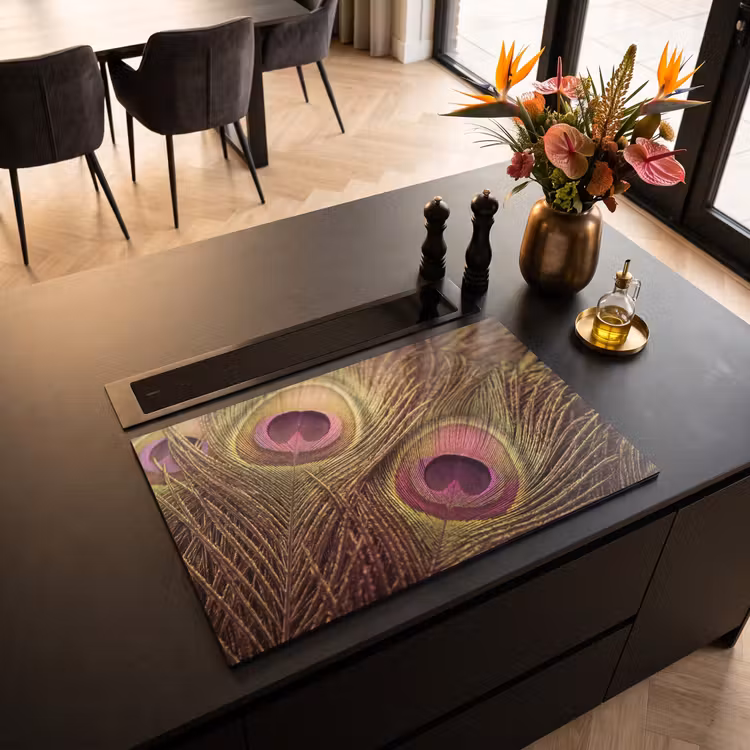 Inductie beschermer - Pauw - Veren - Paars - Groen — 3