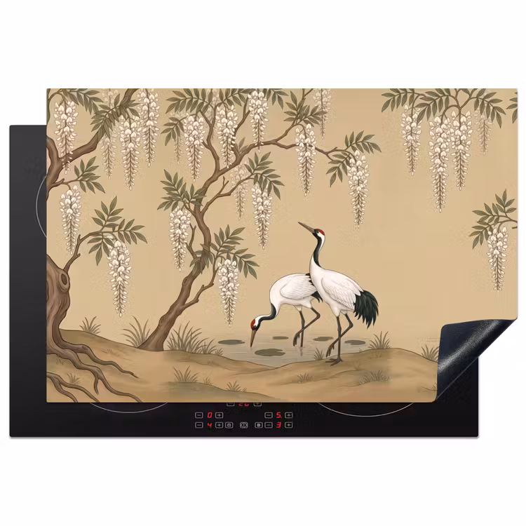 Inductie beschermer - Kraanvogels - Water - Beige — 2