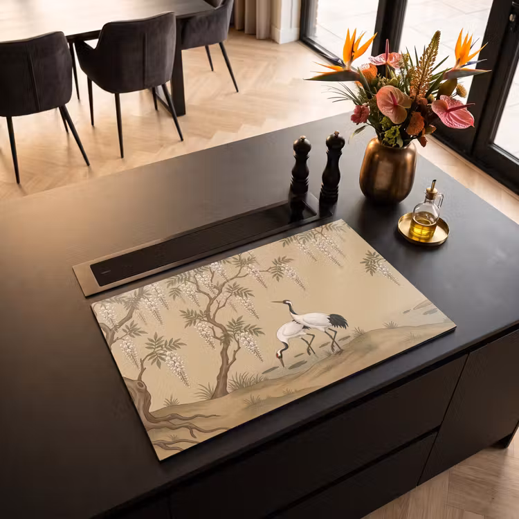 Inductie beschermer - Kraanvogels - Water - Beige — 3