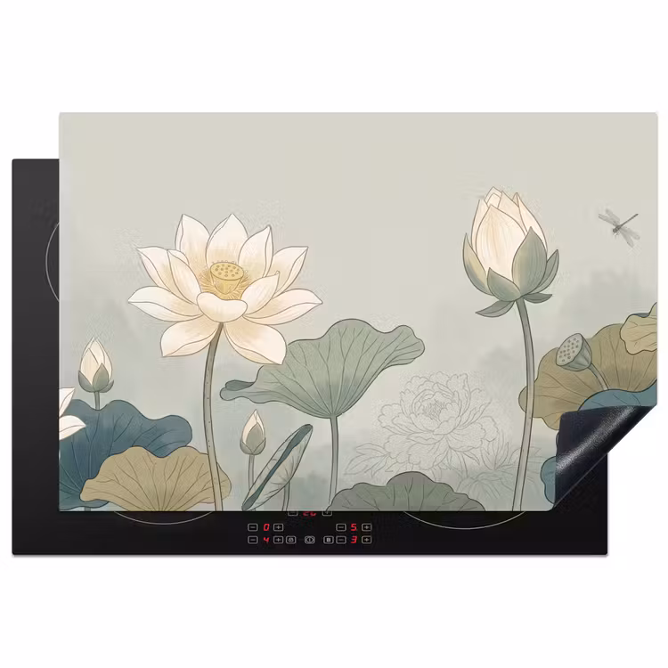 Inductie beschermer - Lotus - Bloemen - Groen — 2
