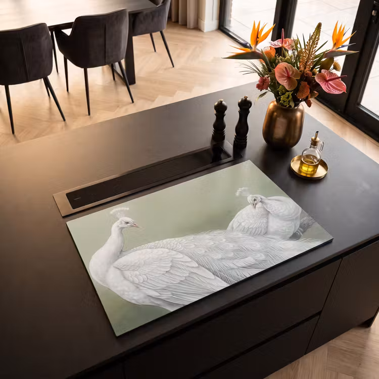 Inductie beschermer - Pauwen - Wit - Natuur - Groen — 3