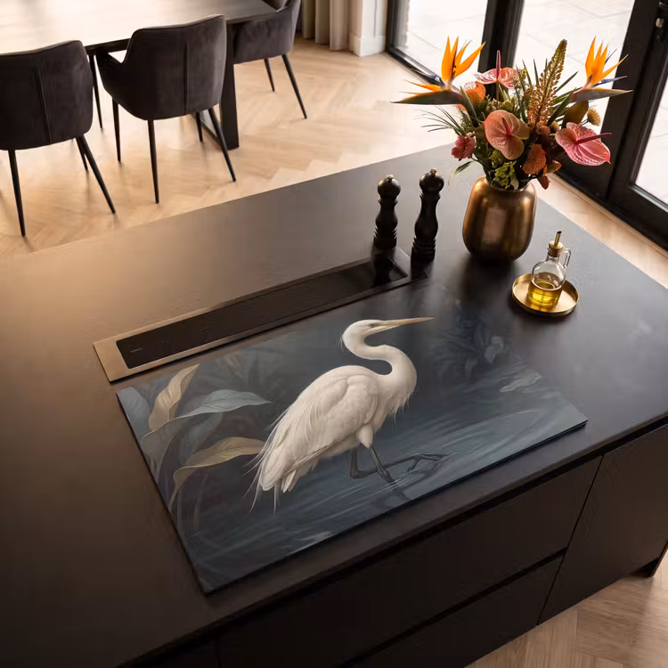 Inductie beschermer - Reiger - Water - Natuur - Modern - Wit — 3