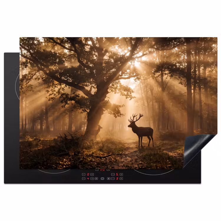 Inductie beschermer - Hert - Bos - Mistig - Natuur - Goud — 2