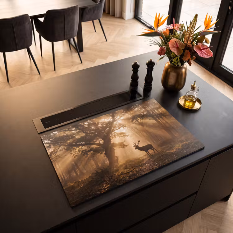 Inductie beschermer - Hert - Bos - Mistig - Natuur - Goud — 3