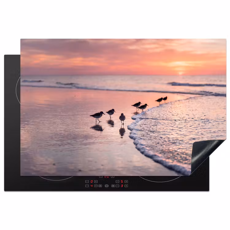 Inductie beschermer - Meeuwen - Strand - Zee - Roze — 2