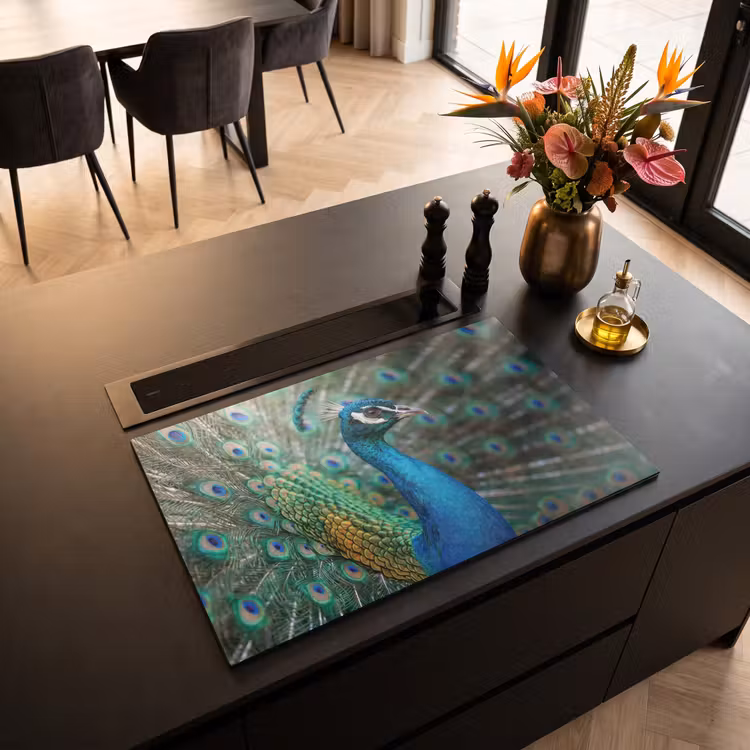 Inductie beschermer - Pauw - Veren - Blauw — 3