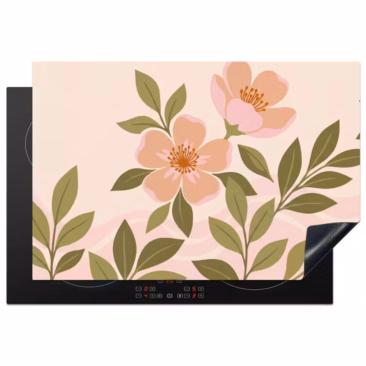 Inductie beschermer - Grafisch - Bloemen - Roze — 2