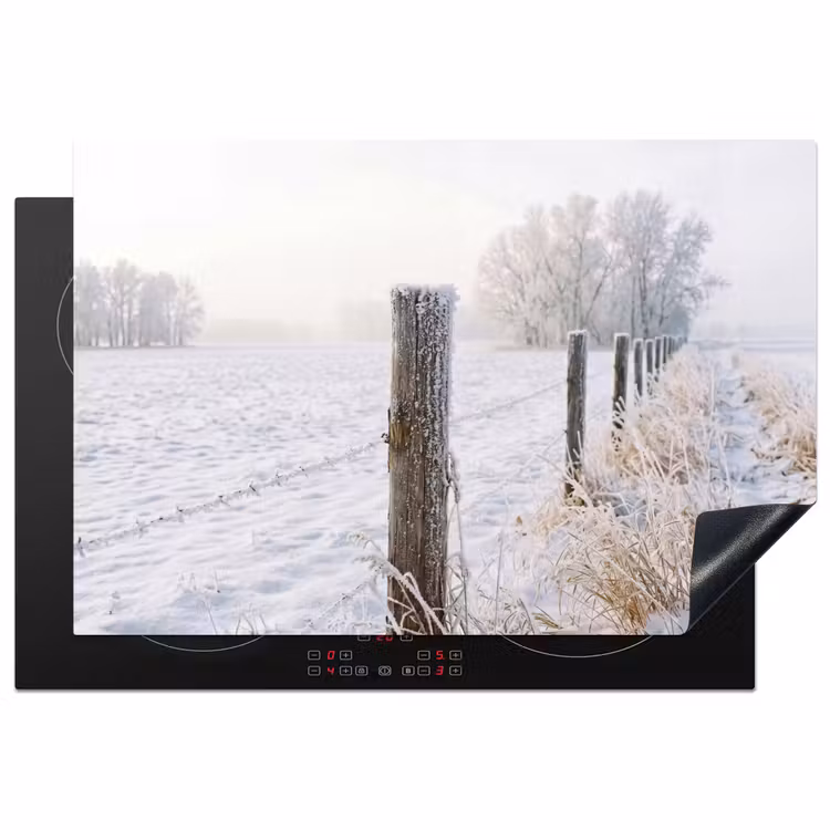 Inductie beschermer - Hek - Sneeuw - Mist - Platteland - Nostalgisch — 2