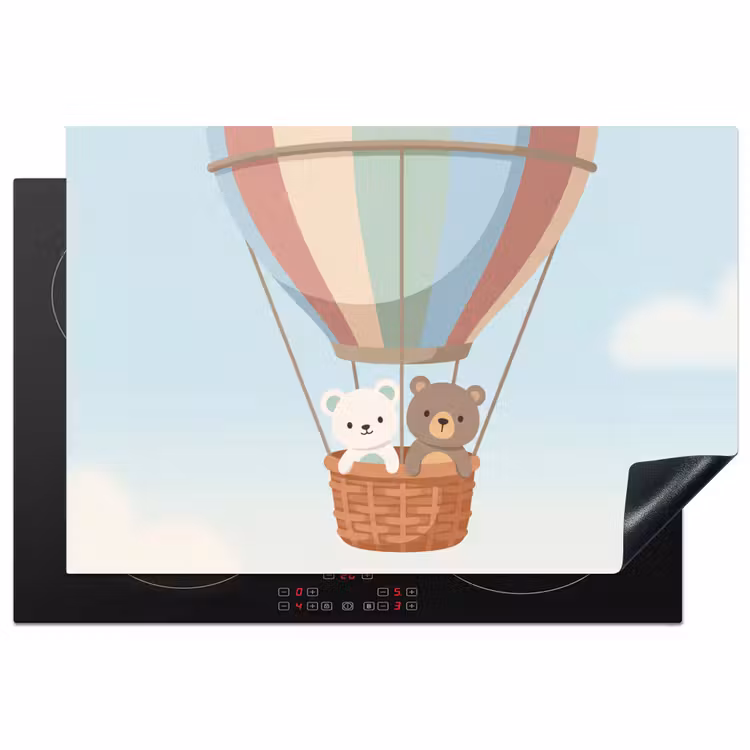 Inductie beschermer - Luchtballon - Beren - Pastel — 2