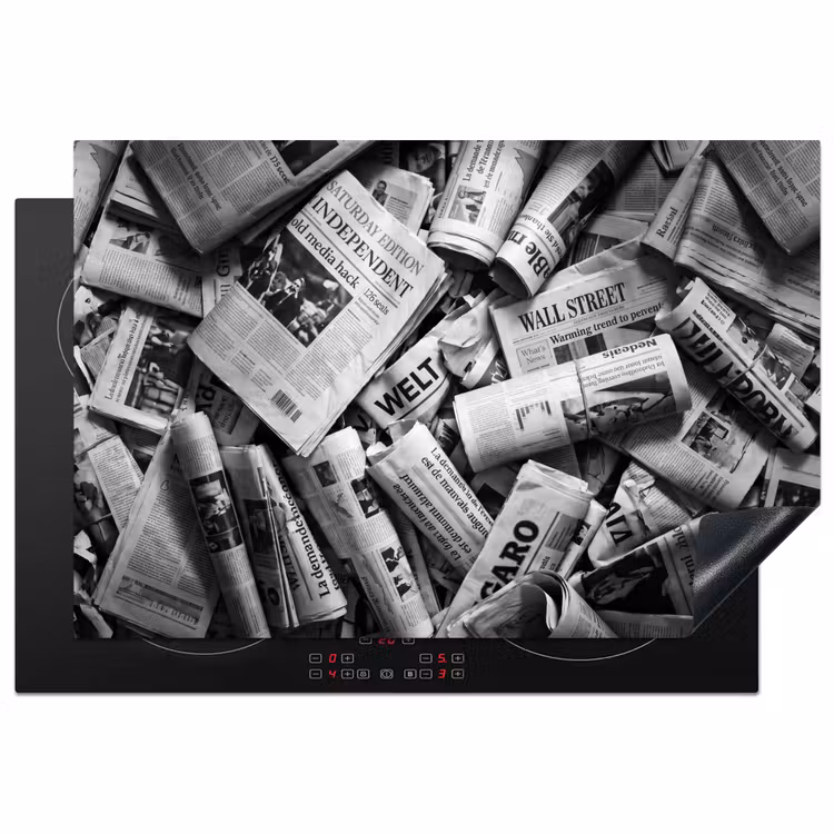 Inductie beschermer - Krant - Stapel - Nieuws - Zwart-wit — 1