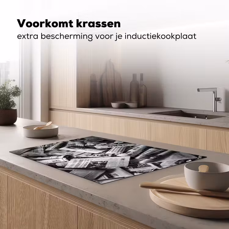 Inductie beschermer - Krant - Stapel - Nieuws - Zwart-wit — 2