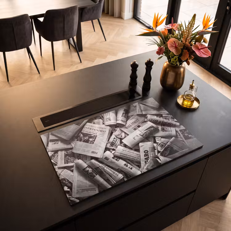 Inductie beschermer - Krant - Stapel - Nieuws - Zwart-wit — 3