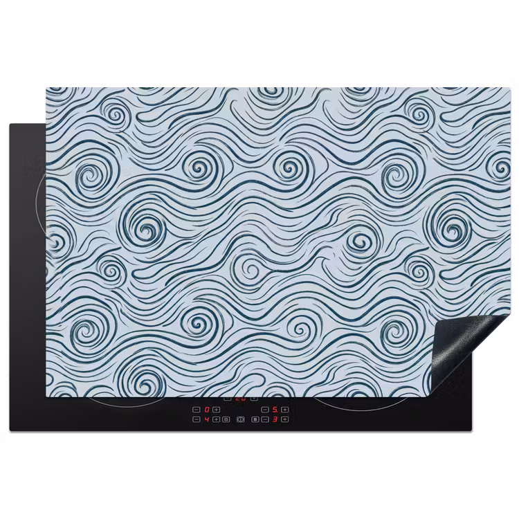 Inductie beschermer - Patroon - Golven - Abstract - Modern - Blauw — 1