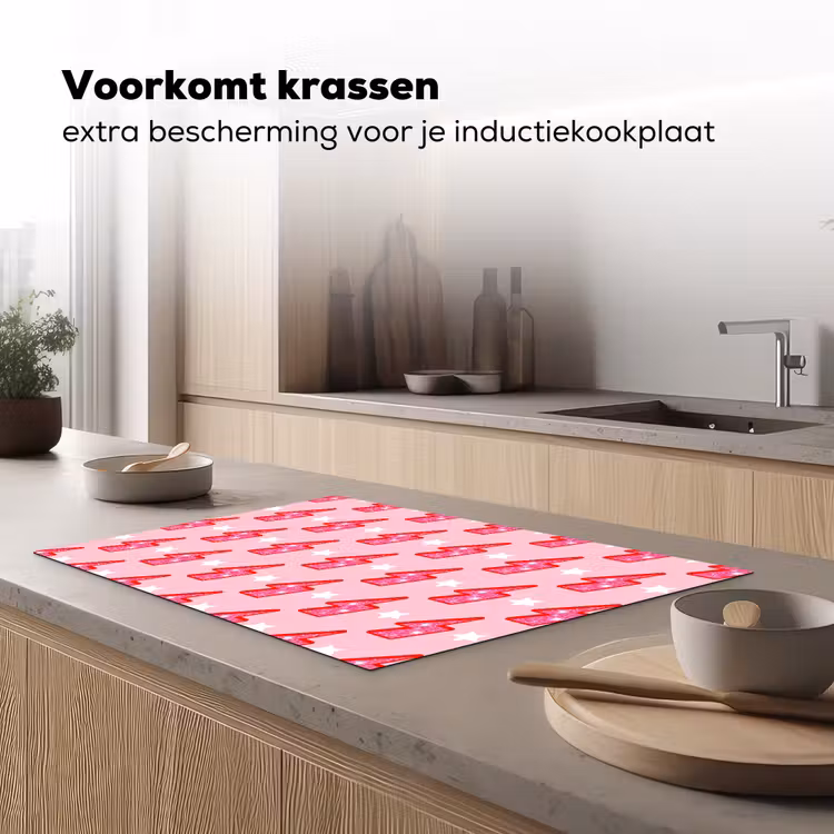 Inductie beschermer - Patroon - Bliksem - Ster - Glitter - Roze — 2