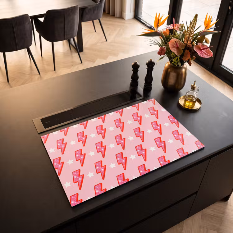 Inductie beschermer - Patroon - Bliksem - Ster - Glitter - Roze — 3