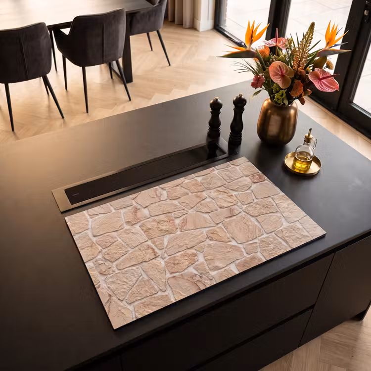 Inductie beschermer - Muur - Steen - Patroon - Rustiek - Beige — 3