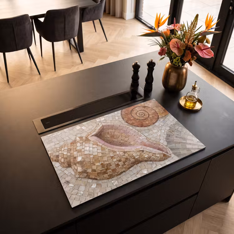 Inductie beschermer - Schelp - Mozaïek - Zee - Beige - Modern — 3
