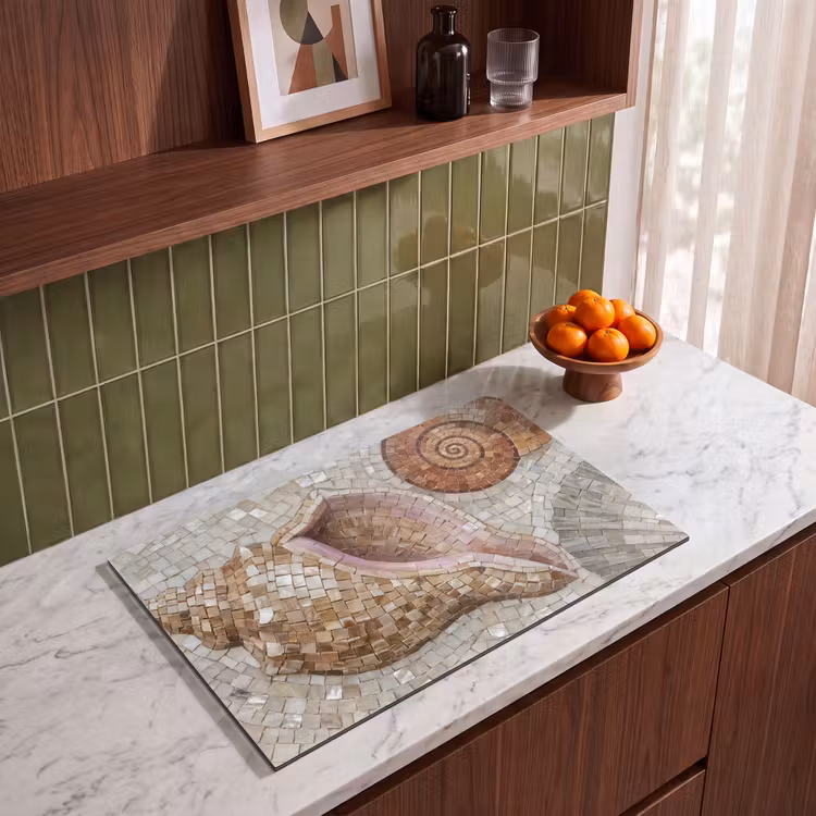 Inductie beschermer - Schelp - Mozaïek - Zee - Beige - Modern — 4