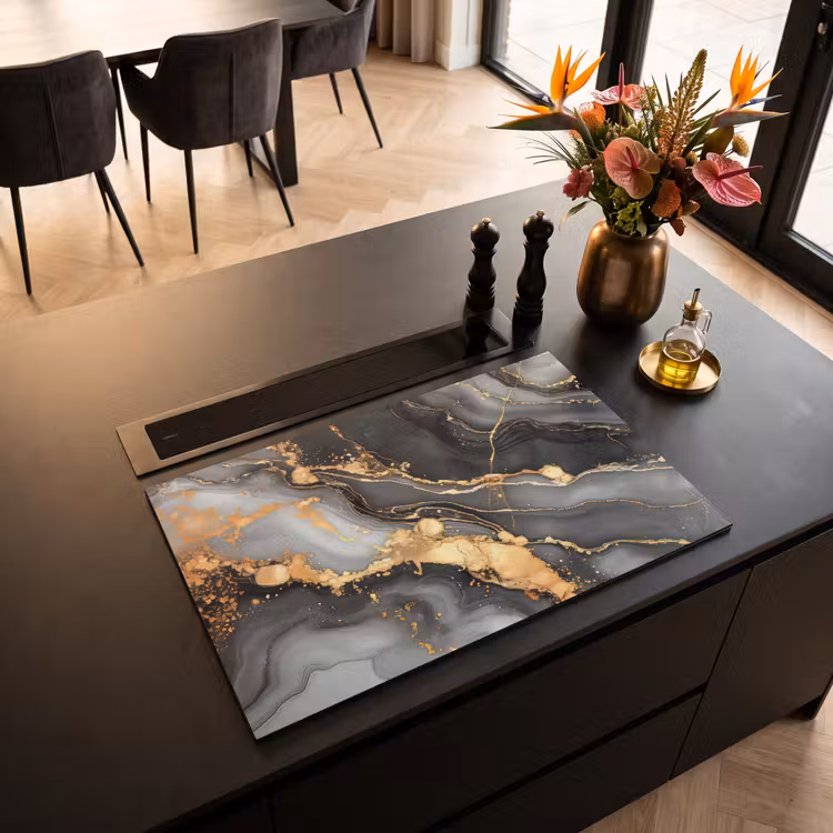 Inductie beschermer - Marmer - Goud - Grijs - Zwart - Structuur — 3
