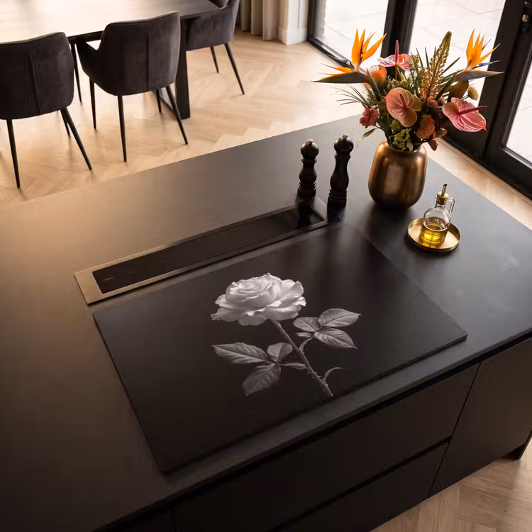 Inductie beschermer - Roos - Zwart-wit - Bloem — 3