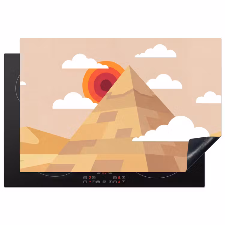 Inductie beschermer - Piramide - Zon - Woestijn - Modern - Oranje — 1